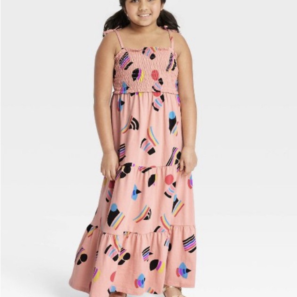 Pride Kids' Sleeveless Abstract Rainbows A-Line Dress - Picture 1 of 7
